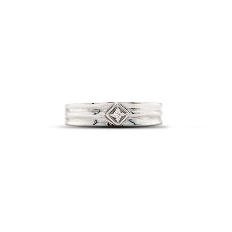 0.03TDW 10K White Gold Diamond Men's Wedding Band