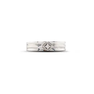 0.03TDW 10K White Gold Diamond Men's Wedding Band
