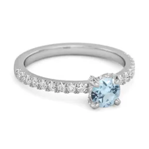 0.10 Ct Blue Topaz 925 Sterling Silver Bridal Ring Engagement Ring