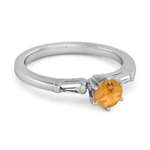 0.10 Ct Citrine 925 Sterling Silver Solitaire Anniversary Ring