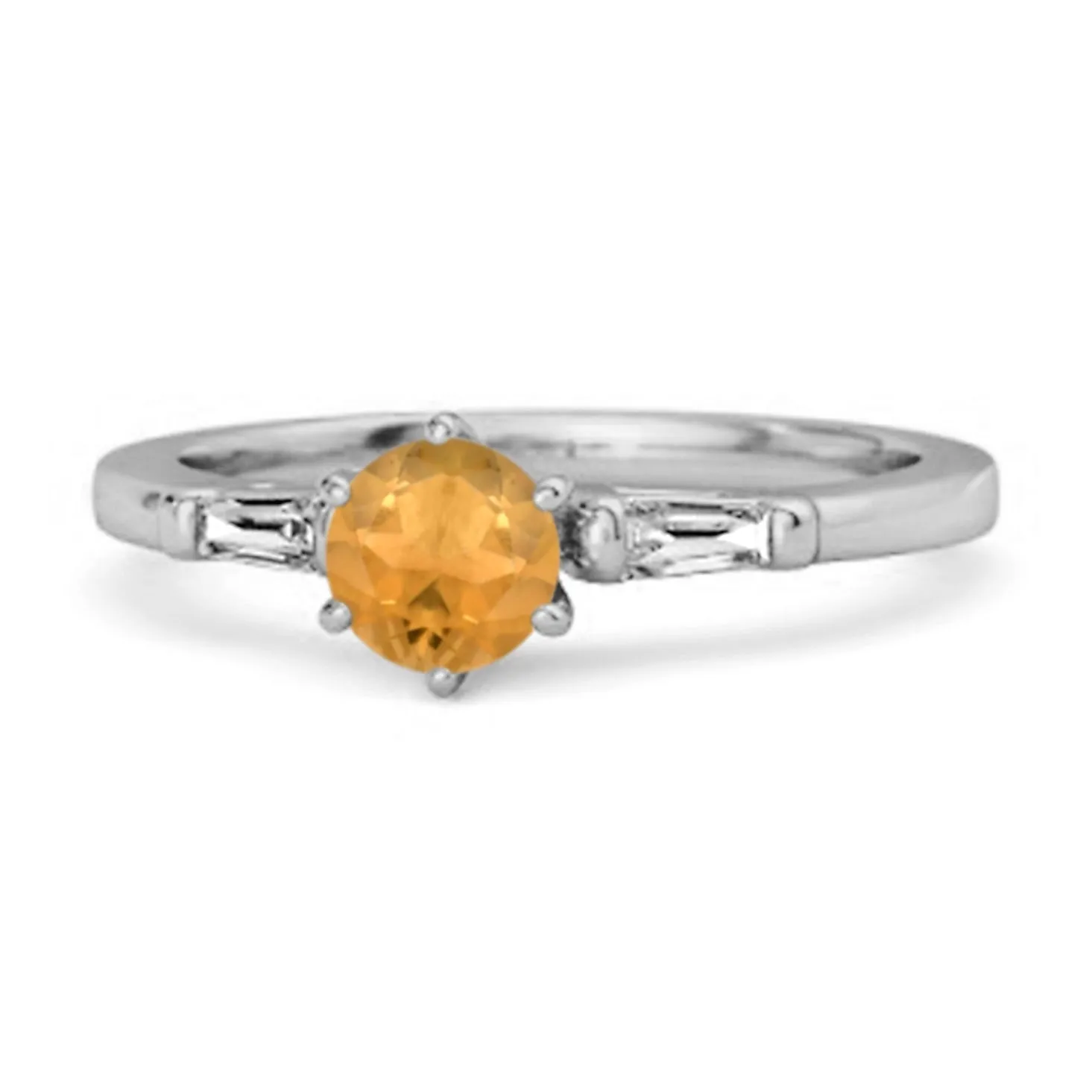 0.10 Ct Citrine 925 Sterling Silver Solitaire Anniversary Ring
