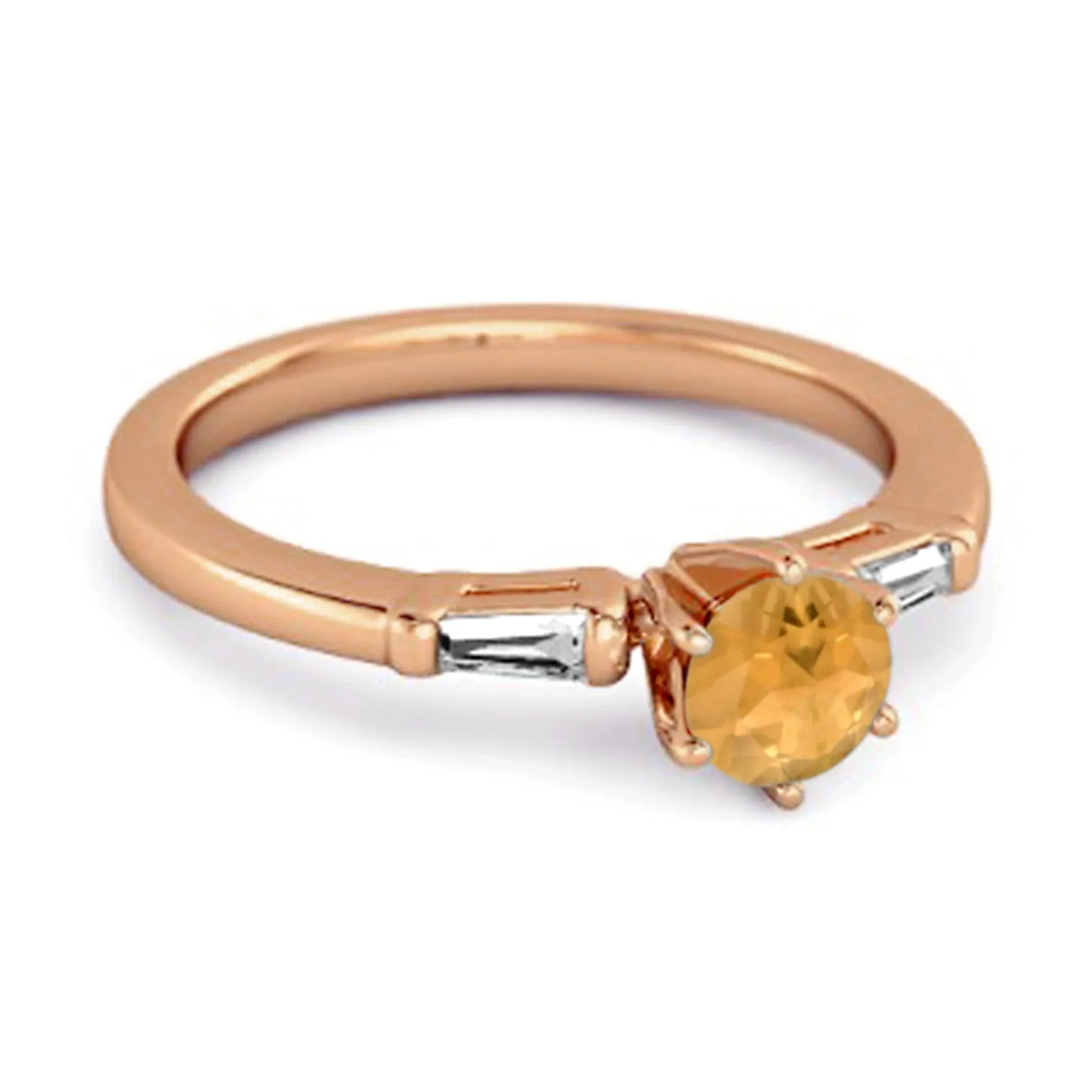 0.10 Ct Citrine 925 Sterling Silver Solitaire Anniversary Ring