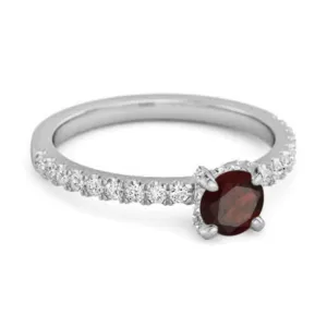0.10 Ct Garnet 925 Sterling Silver Bridal Ring Engagement Ring