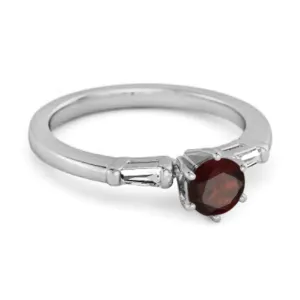 0.10 Ct Garnet 925 Sterling Silver Solitaire Anniversary Ring