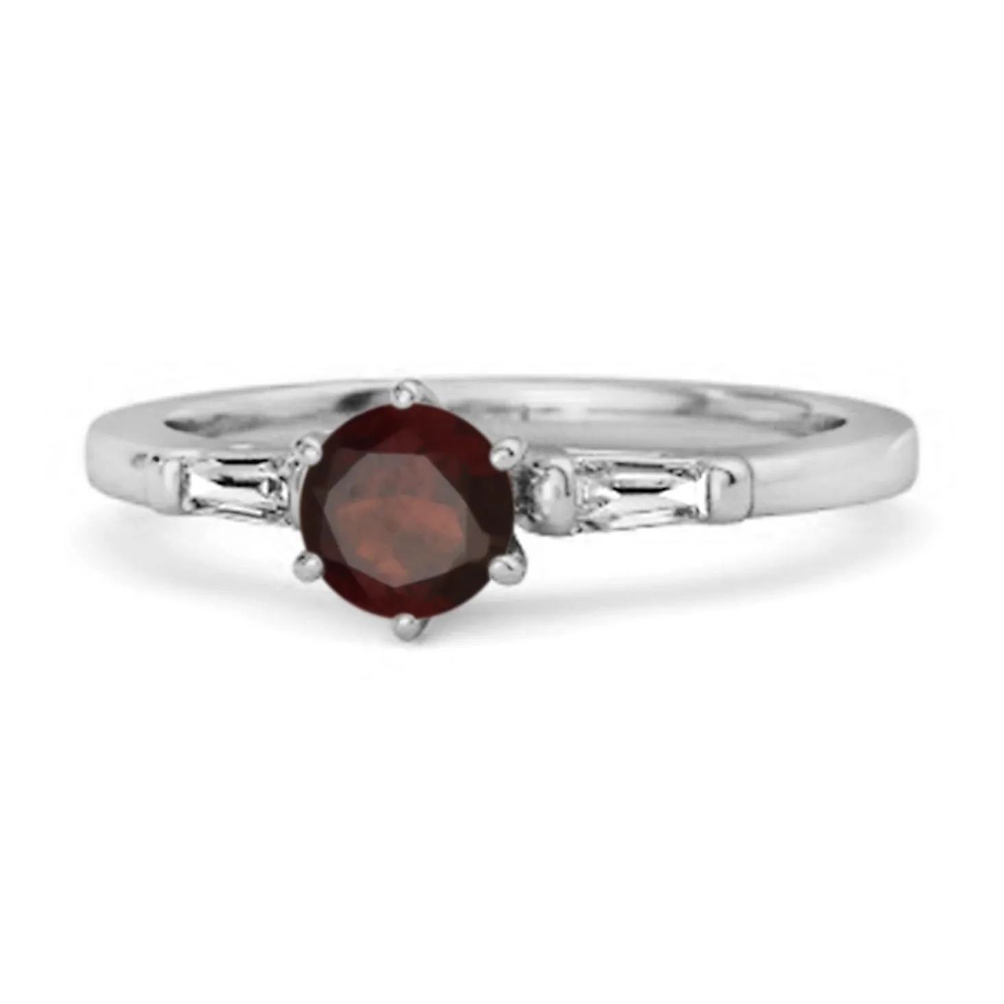 0.10 Ct Garnet 925 Sterling Silver Solitaire Anniversary Ring