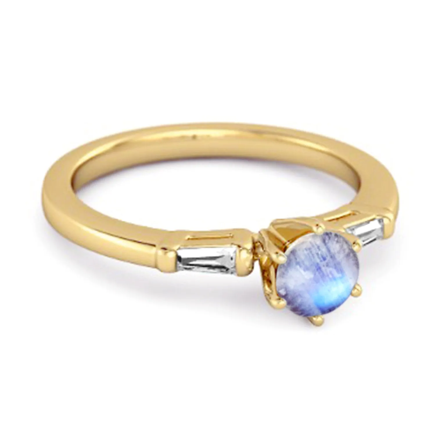 0.10 Ct Moonstone 925 Sterling Silver Solitaire Anniversary Ring
