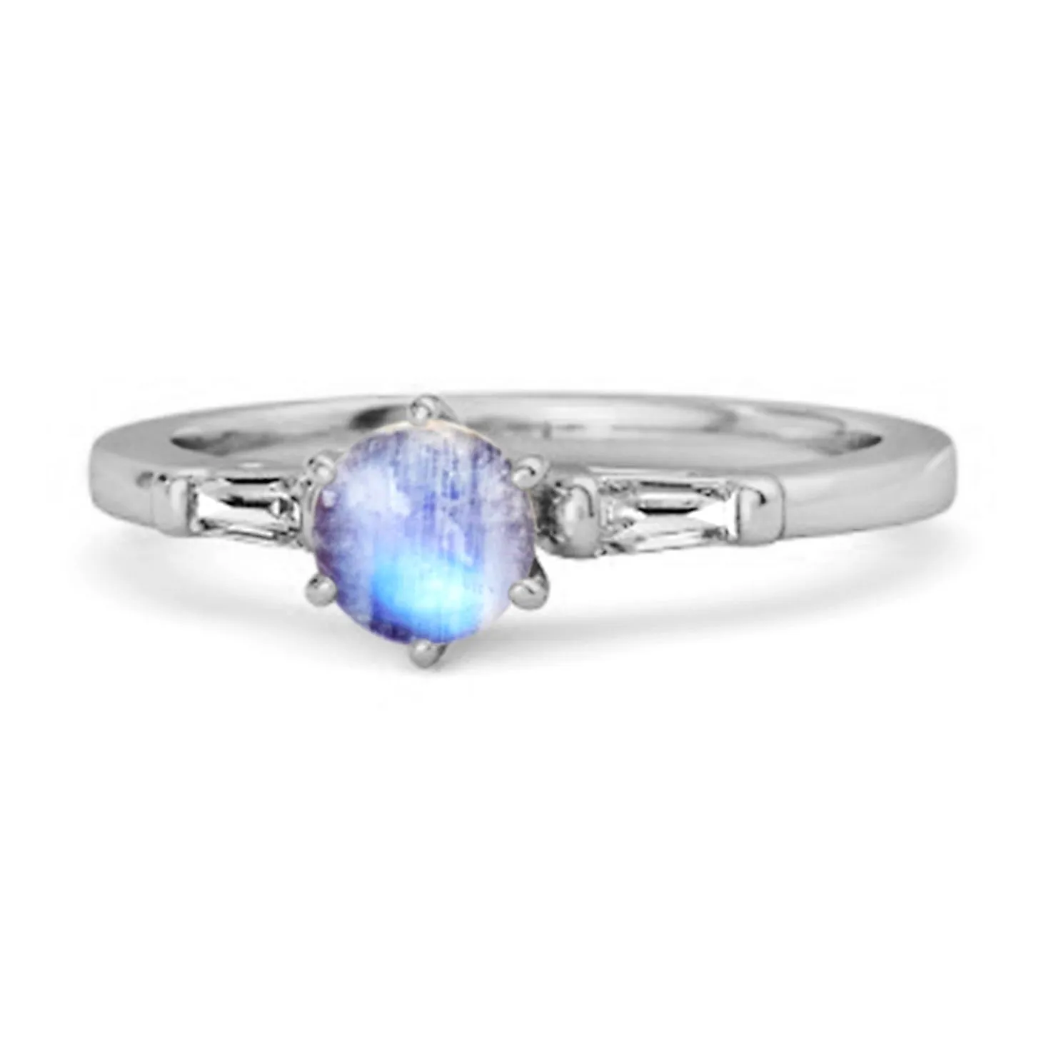 0.10 Ct Moonstone 925 Sterling Silver Solitaire Anniversary Ring