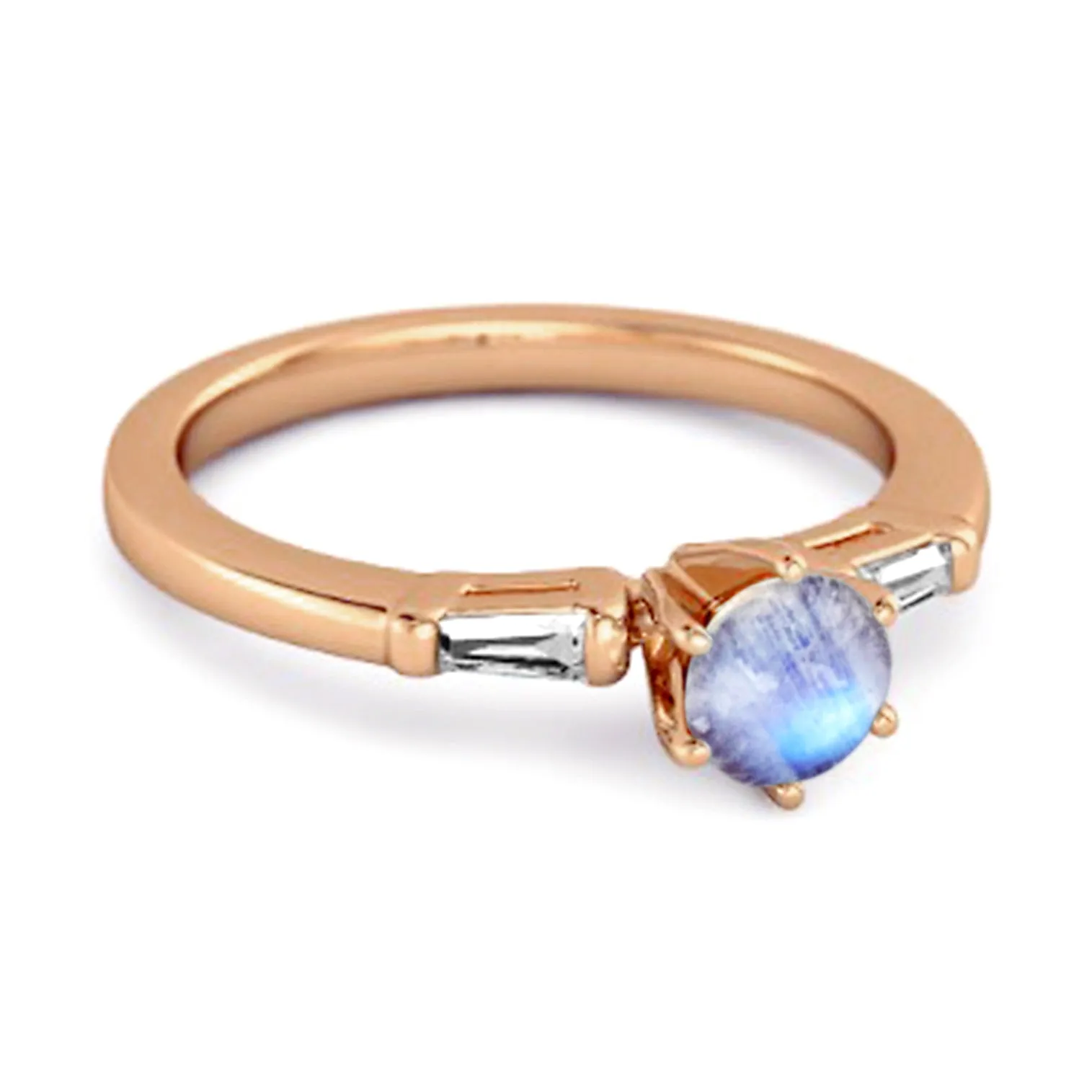 0.10 Ct Moonstone 925 Sterling Silver Solitaire Anniversary Ring