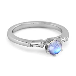 0.10 Ct Moonstone 925 Sterling Silver Solitaire Anniversary Ring