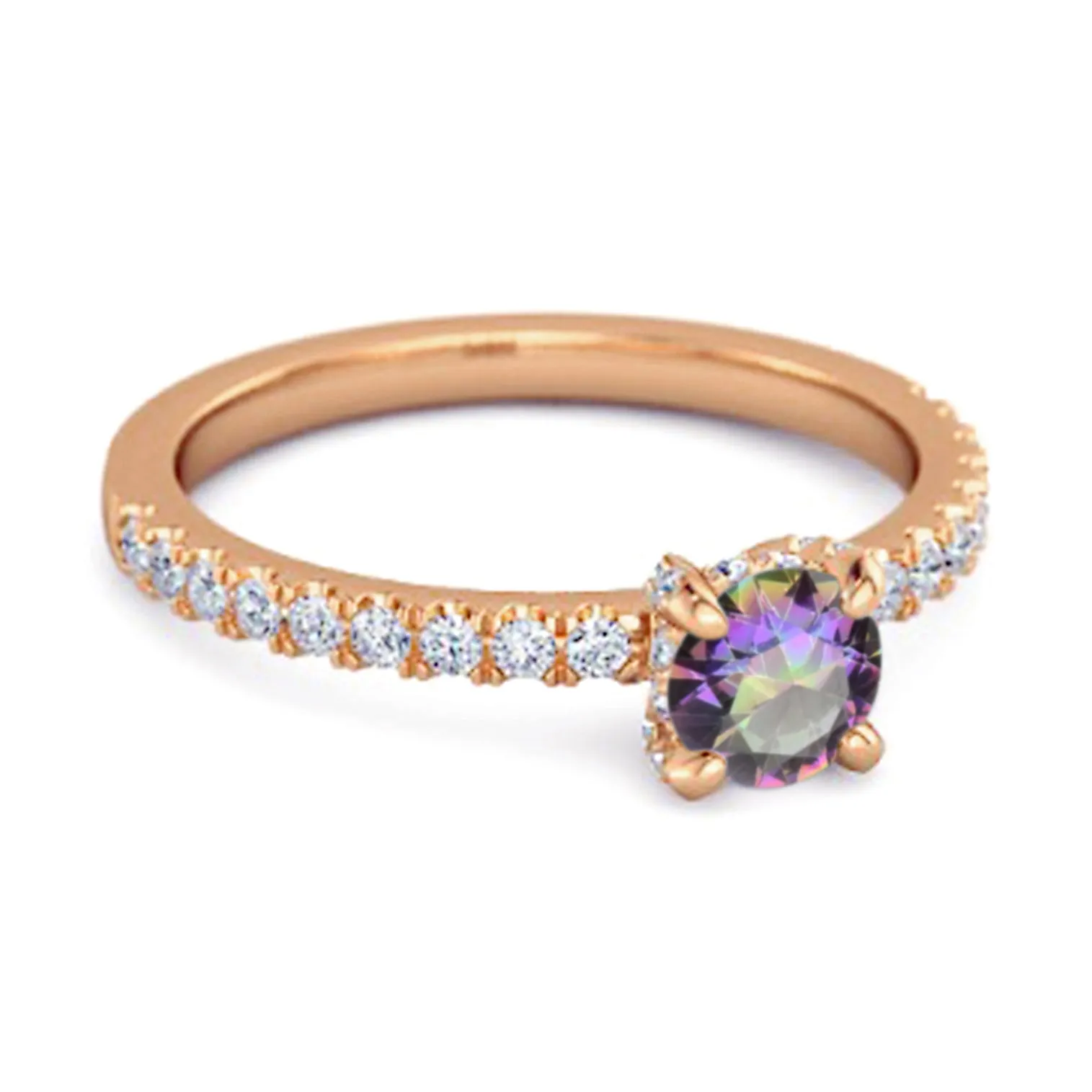 0.10 Ct Mystic Topaz 925 Sterling Silver Bridal Ring Engagement Ring
