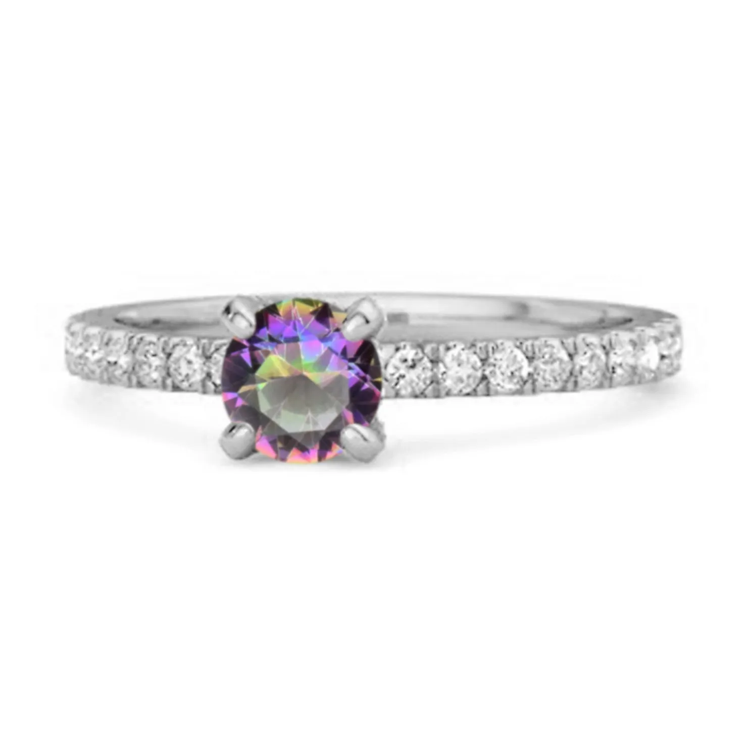 0.10 Ct Mystic Topaz 925 Sterling Silver Bridal Ring Engagement Ring