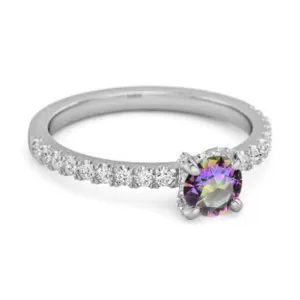 0.10 Ct Mystic Topaz 925 Sterling Silver Bridal Ring Engagement Ring