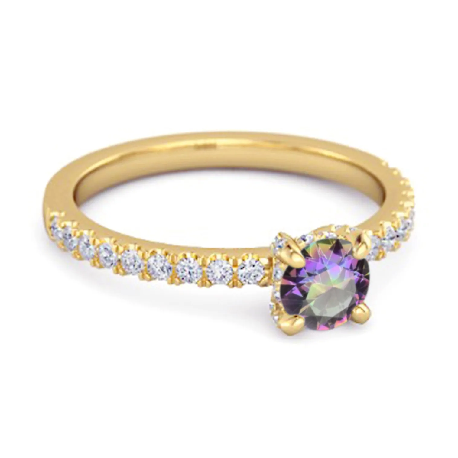 0.10 Ct Mystic Topaz 925 Sterling Silver Bridal Ring Engagement Ring