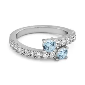 0.10 Cts Blue Topaz 925 Sterling Silver Split Shank Unique Bridal Ring