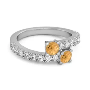 0.10 Cts Citrine 925 Sterling Silver Split Shank Unique Bridal Ring