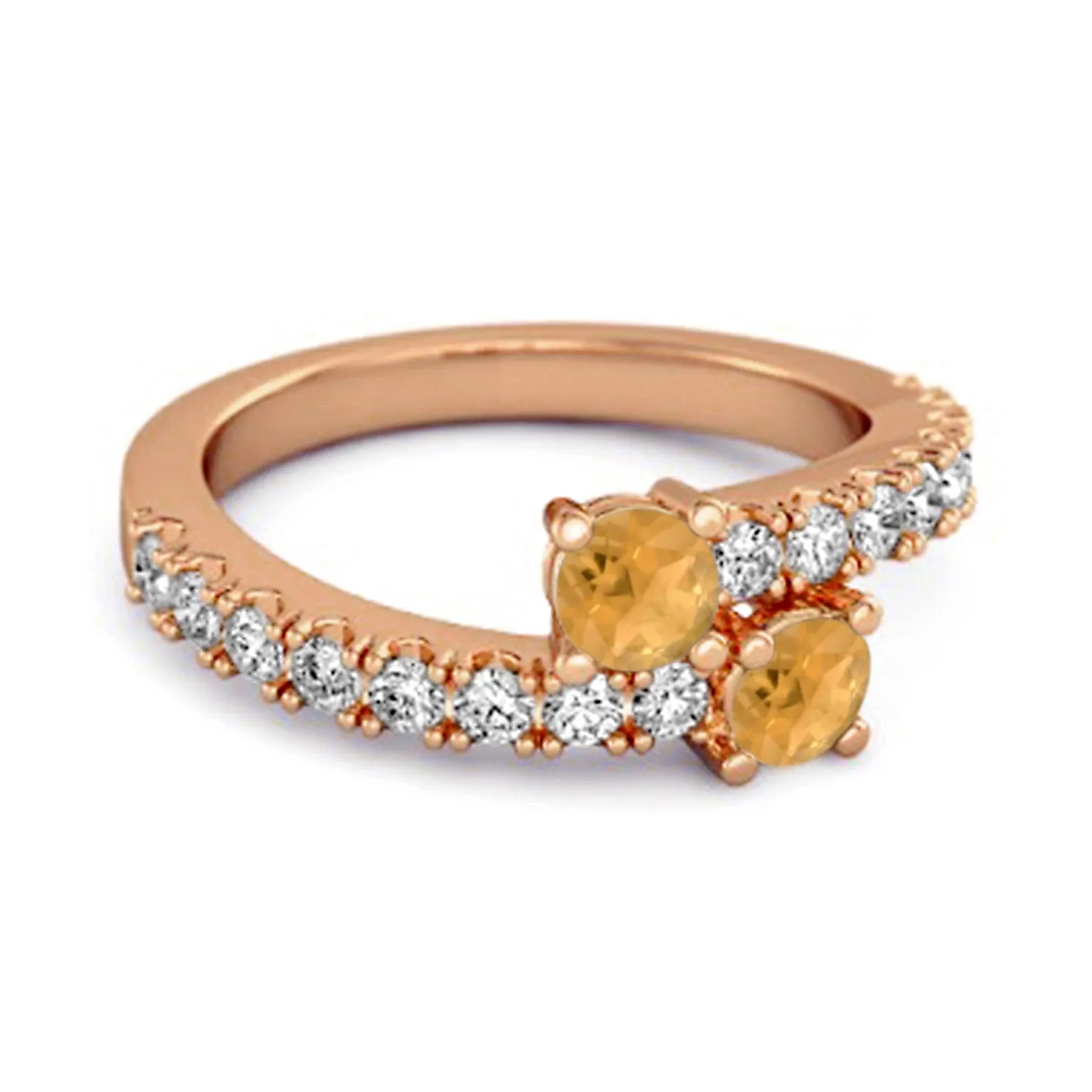 0.10 Cts Citrine 925 Sterling Silver Split Shank Unique Bridal Ring