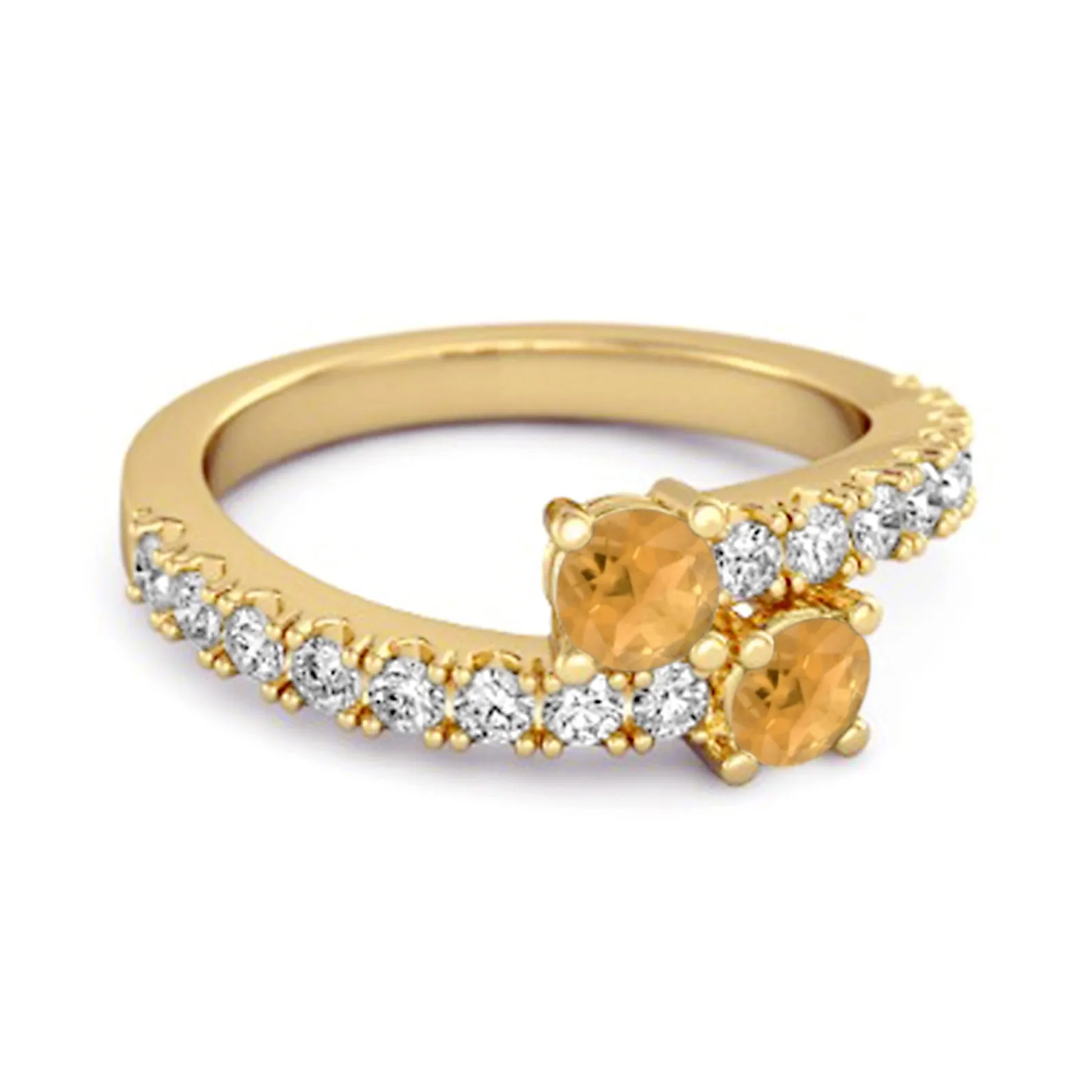 0.10 Cts Citrine 925 Sterling Silver Split Shank Unique Bridal Ring