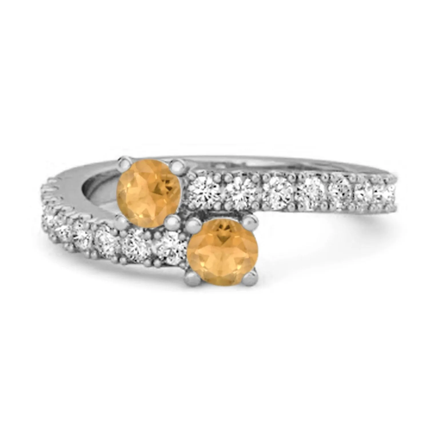 0.10 Cts Citrine 925 Sterling Silver Split Shank Unique Bridal Ring