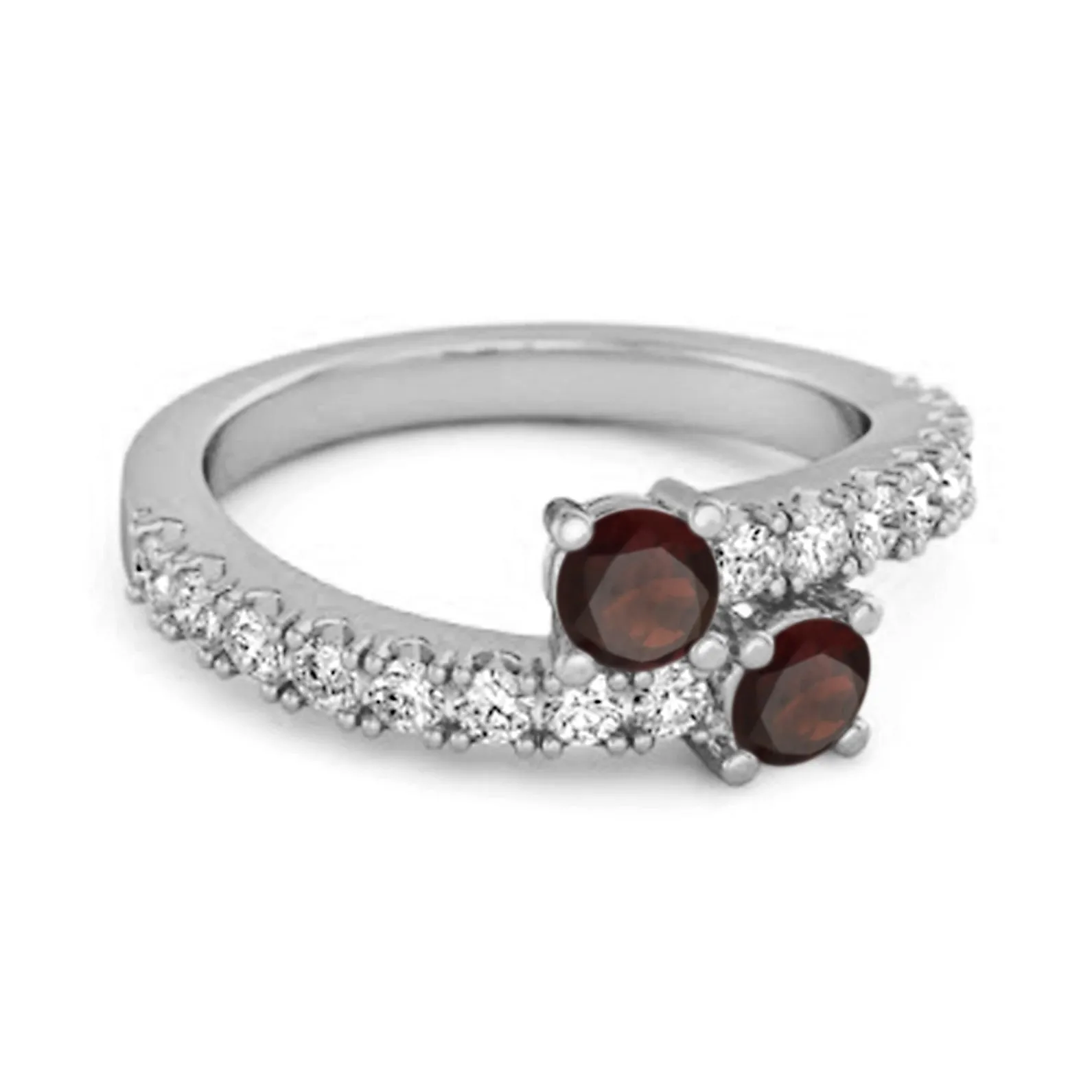 0.10 Cts Garnet 925 Sterling Silver Split Shank Unique Bridal Ring