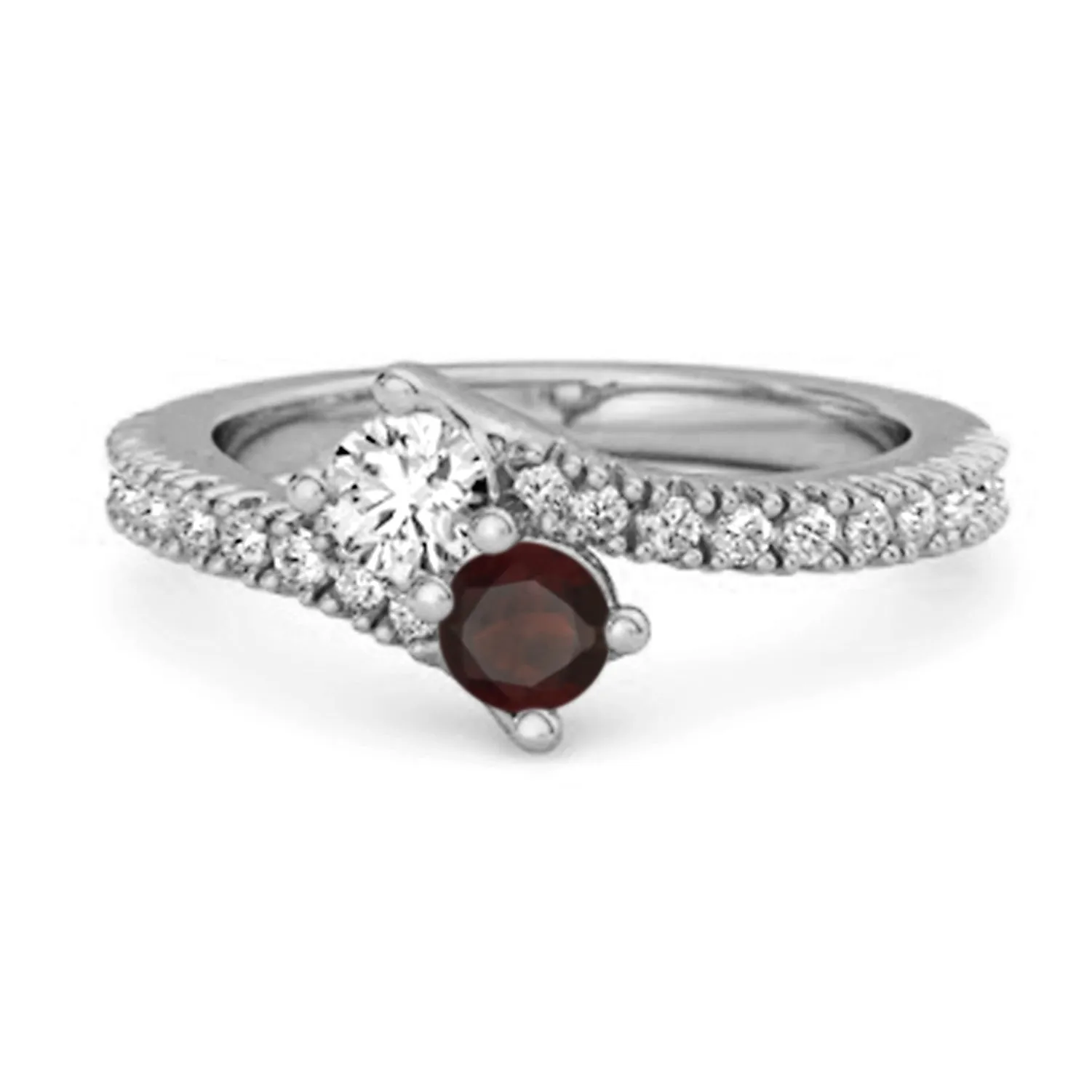 0.10 Ctw Garnet 925 Sterling Silver Split Shank Anniversary Ring