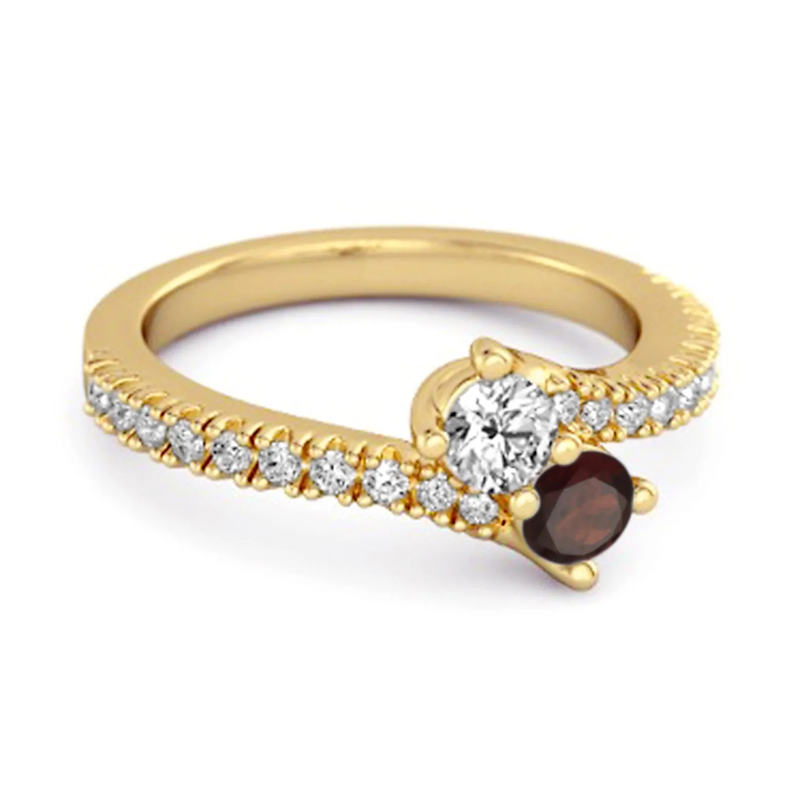0.10 Ctw Garnet 925 Sterling Silver Split Shank Anniversary Ring