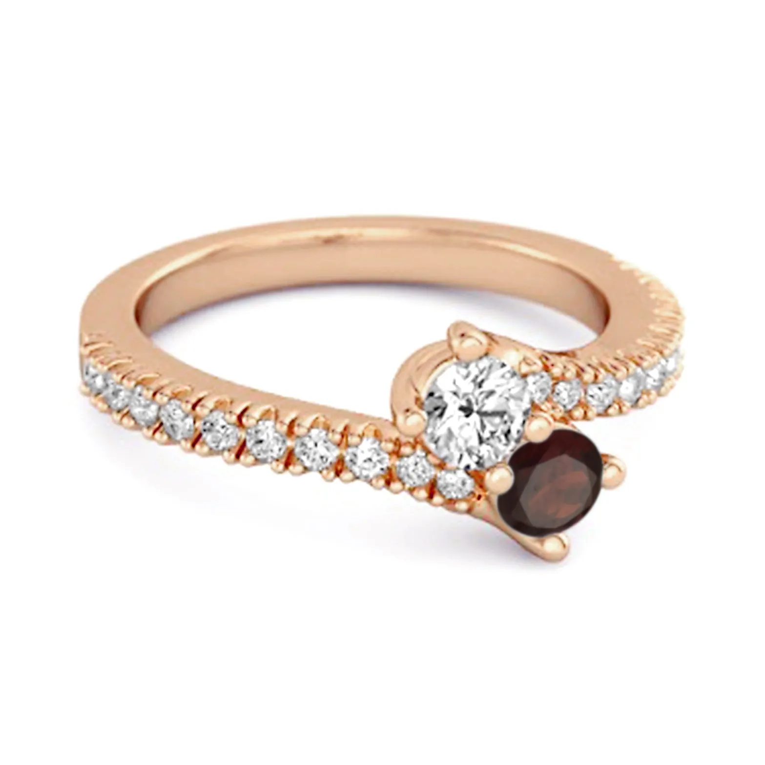 0.10 Ctw Garnet 925 Sterling Silver Split Shank Anniversary Ring