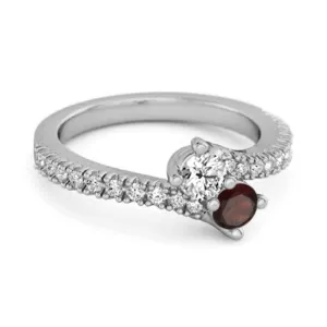 0.10 Ctw Garnet 925 Sterling Silver Split Shank Anniversary Ring