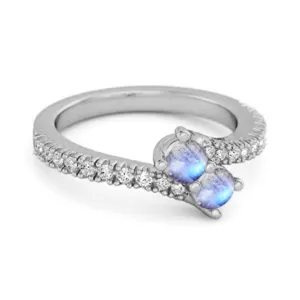 0.10 Ctw Moonstone 925 Sterling Silver Split Shank Embrace Ring