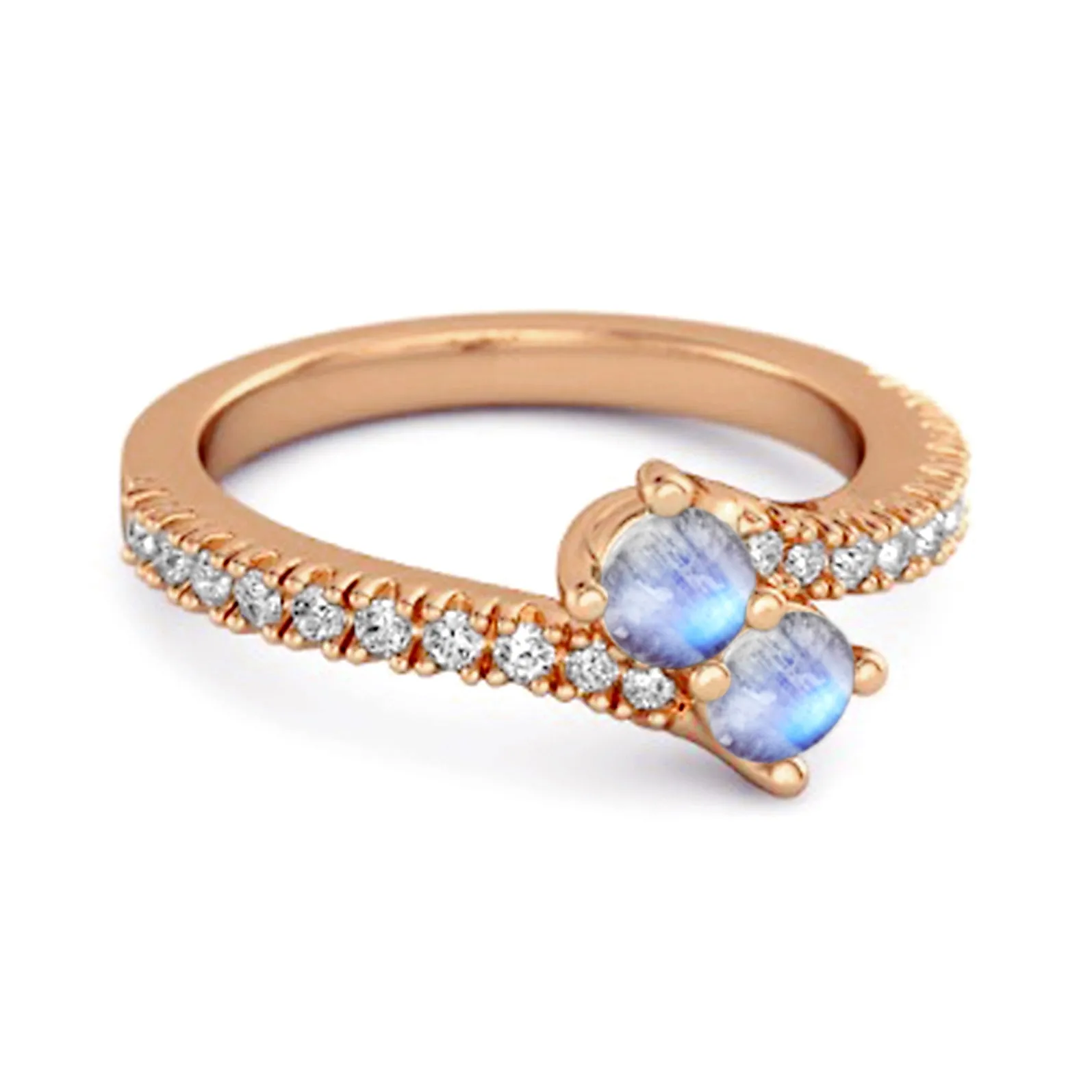 0.10 Ctw Moonstone 925 Sterling Silver Split Shank Embrace Ring