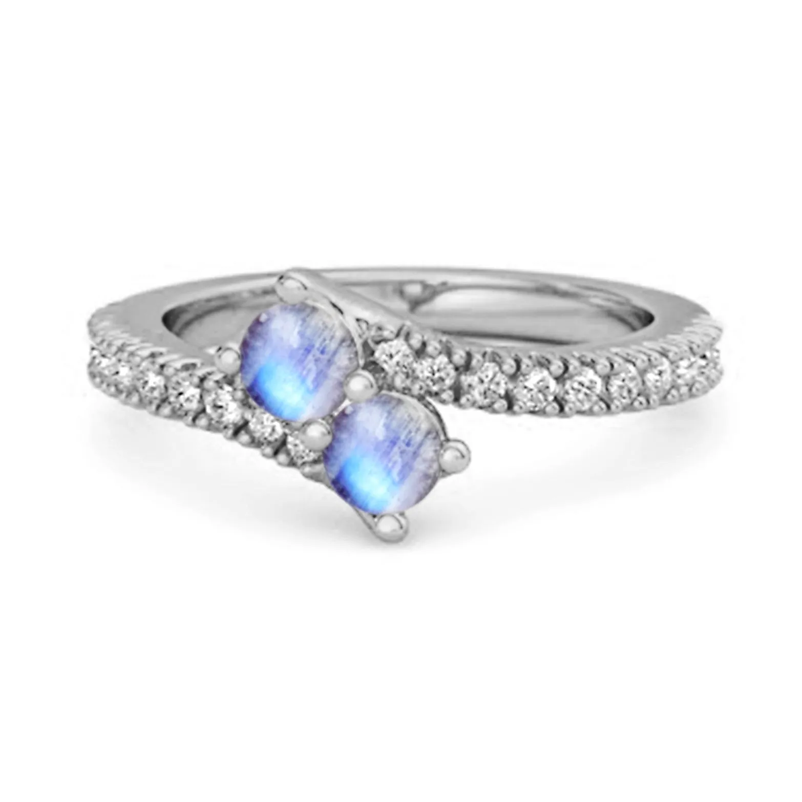 0.10 Ctw Moonstone 925 Sterling Silver Split Shank Embrace Ring