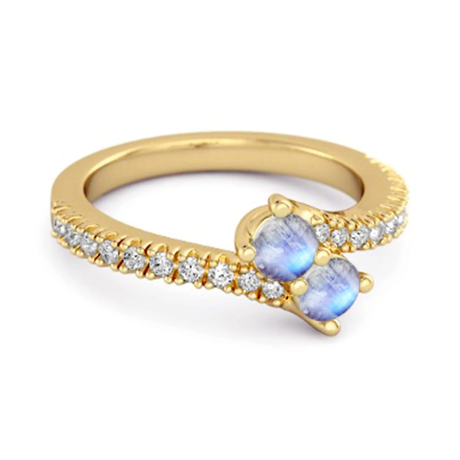 0.10 Ctw Moonstone 925 Sterling Silver Split Shank Embrace Ring