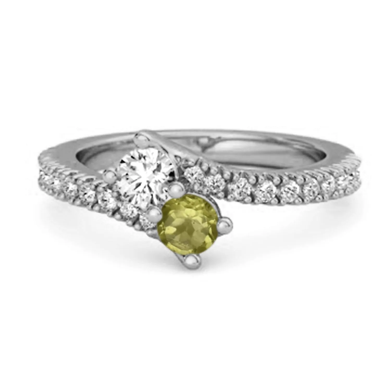 0.10 Ctw Peridot 925 Sterling Silver Split Shank Anniversary Ring