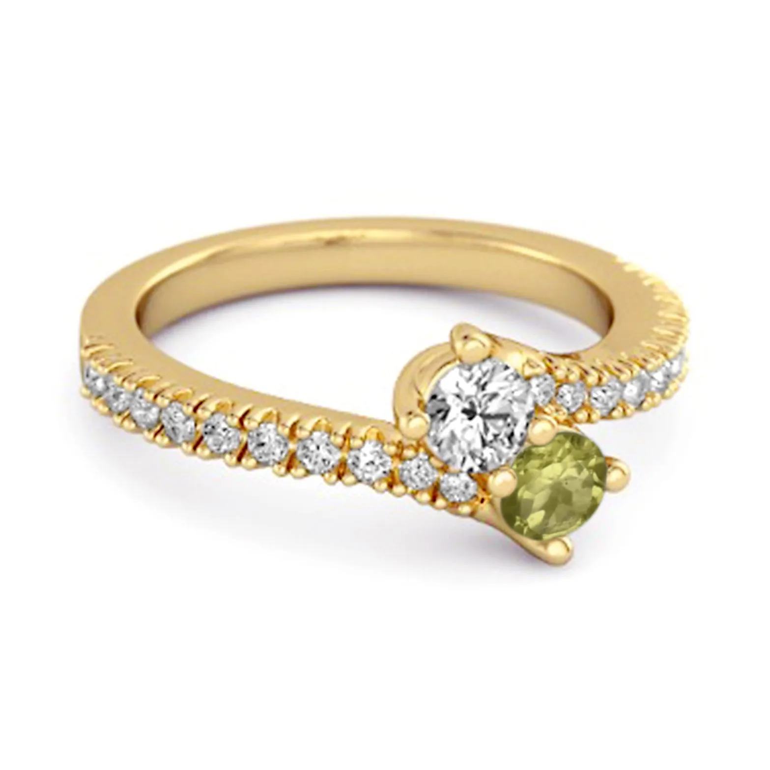 0.10 Ctw Peridot 925 Sterling Silver Split Shank Anniversary Ring