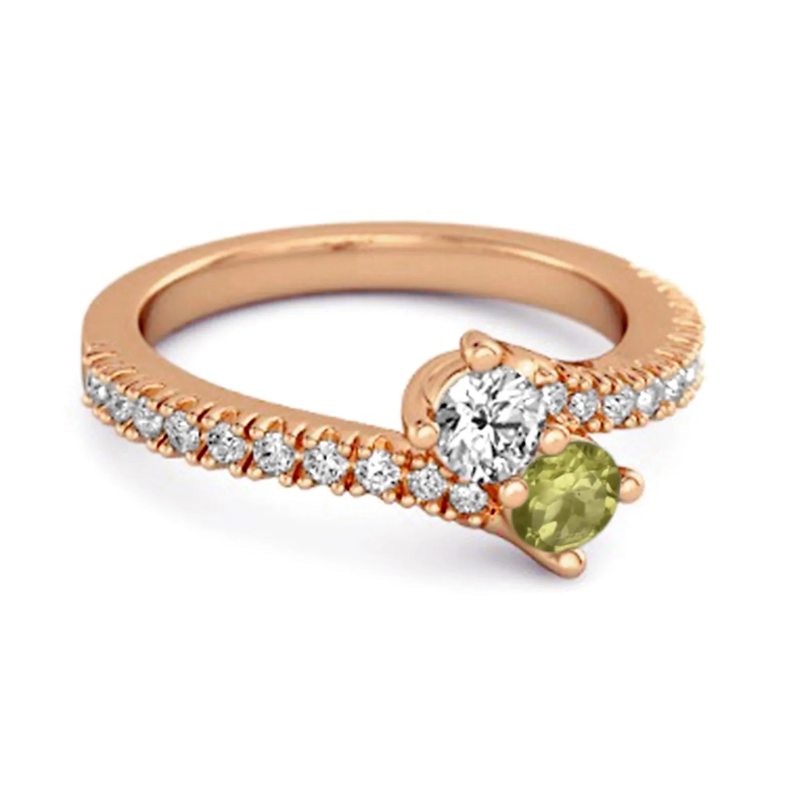 0.10 Ctw Peridot 925 Sterling Silver Split Shank Anniversary Ring