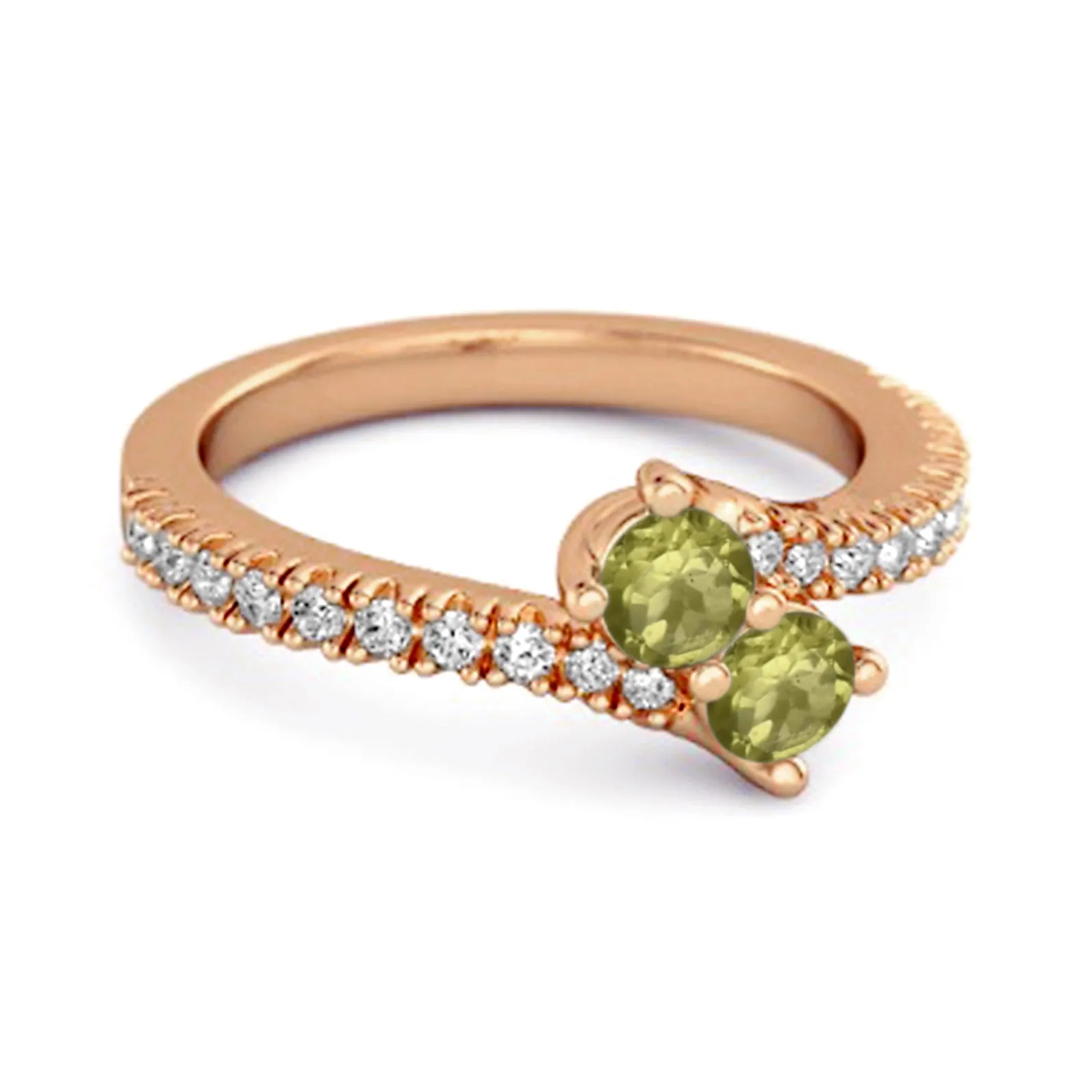 0.10 Ctw Peridot 925 Sterling Silver Split Shank Embrace Ring