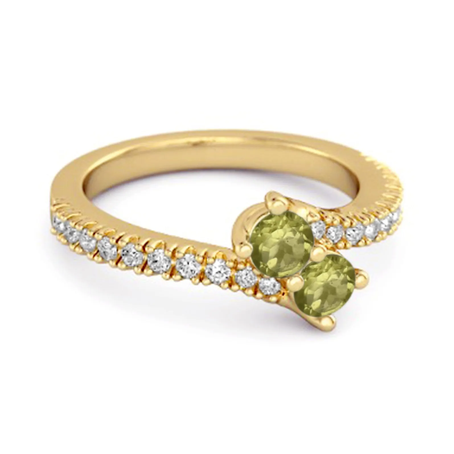 0.10 Ctw Peridot 925 Sterling Silver Split Shank Embrace Ring