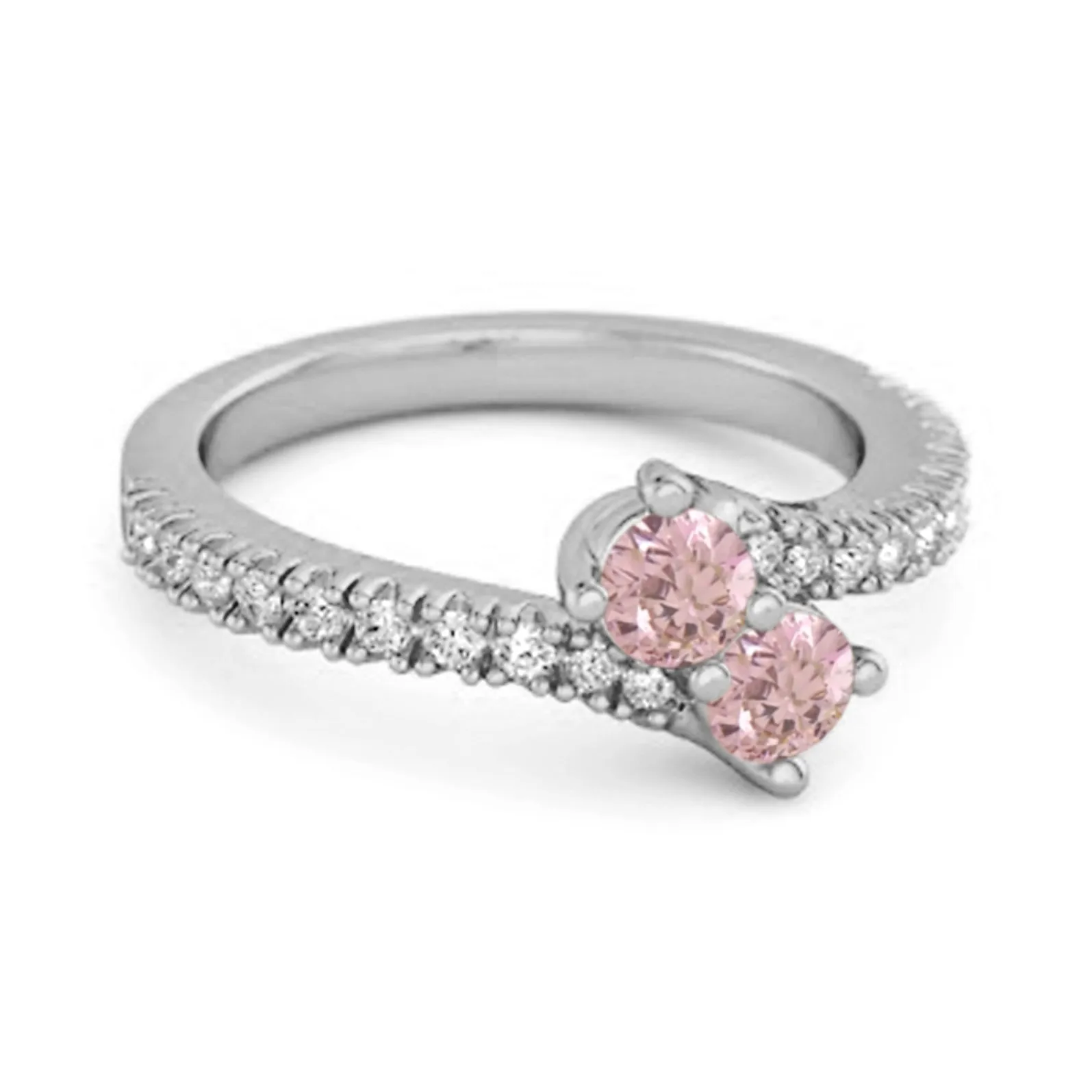 0.10 Ctw Pink Zirconia 925 Sterling Silver Split Shank Embrace Ring
