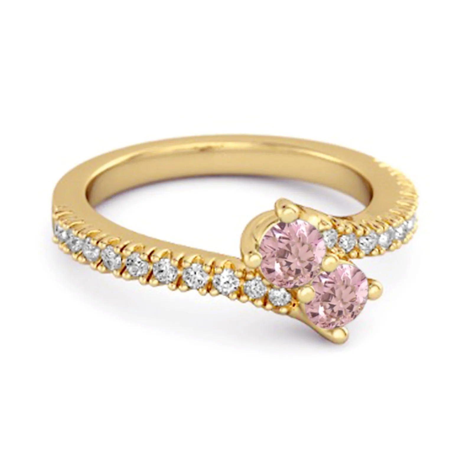 0.10 Ctw Pink Zirconia 925 Sterling Silver Split Shank Embrace Ring