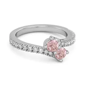 0.10 Ctw Pink Zirconia 925 Sterling Silver Split Shank Embrace Ring
