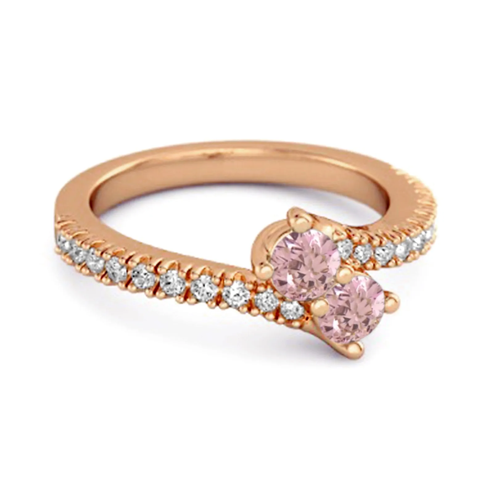 0.10 Ctw Pink Zirconia 925 Sterling Silver Split Shank Embrace Ring