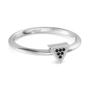 0.12Ct Black Spinel Love & Pride 925 Sterling Silver Stacking Ring