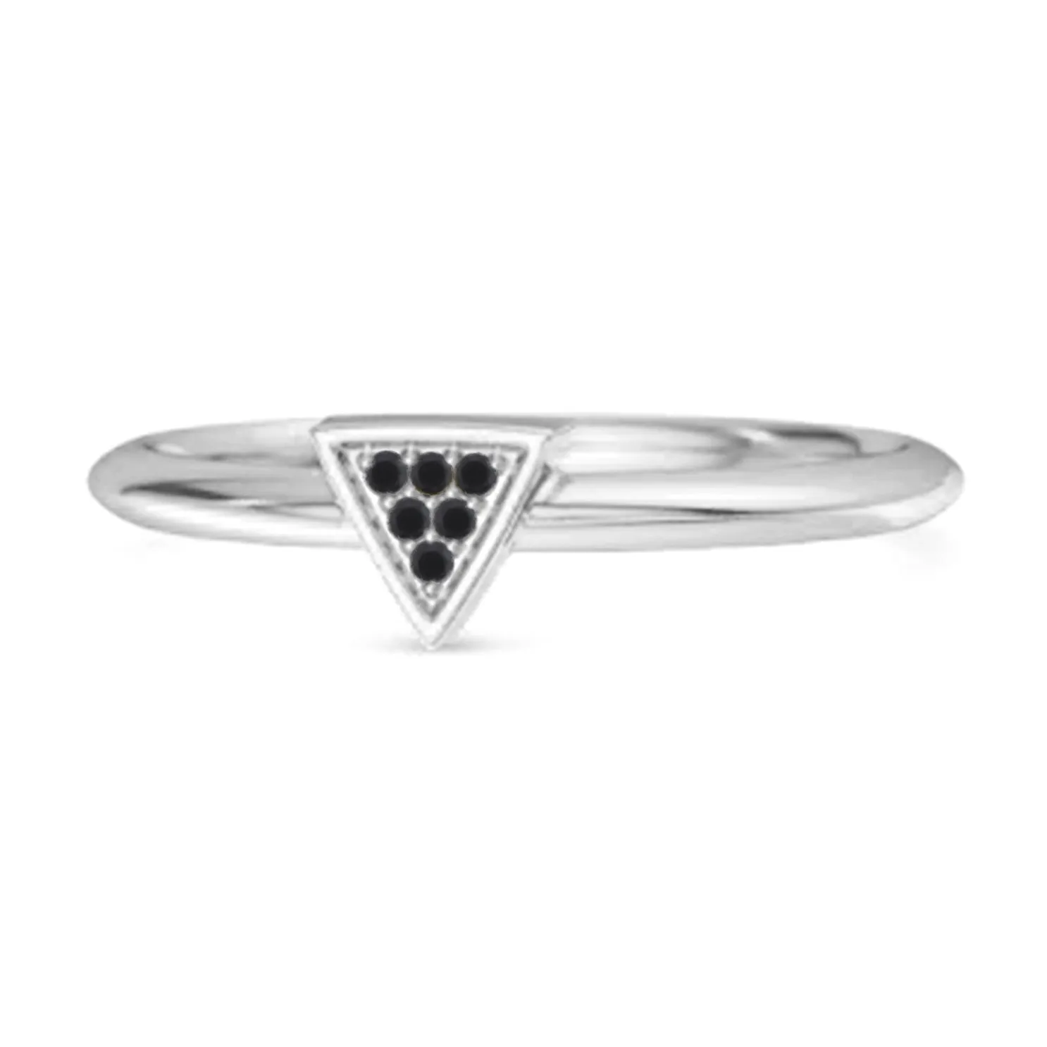 0.12Ct Black Spinel Love & Pride 925 Sterling Silver Stacking Ring