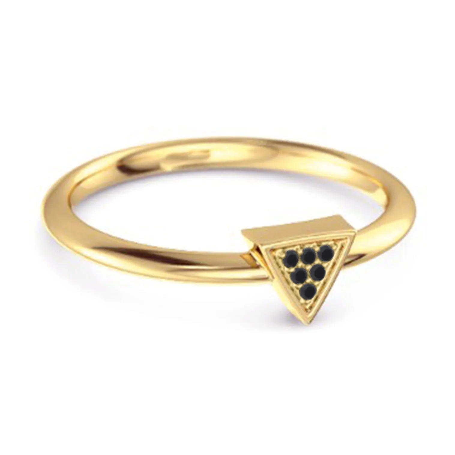 0.12Ct Black Spinel Love & Pride 925 Sterling Silver Stacking Ring