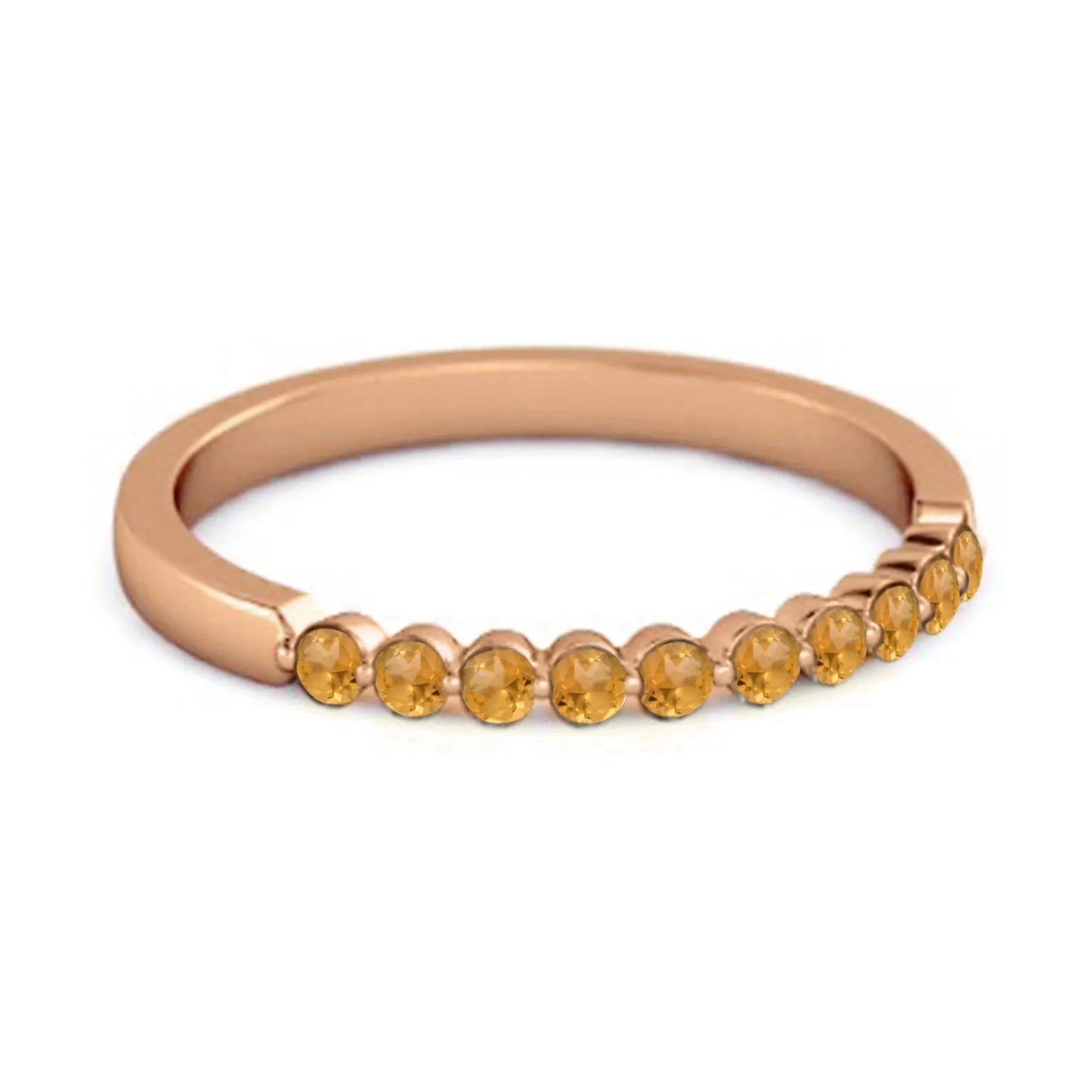 0.20 Ct Citrine Half Eternity Stacking Ring 925 Sterling Silver