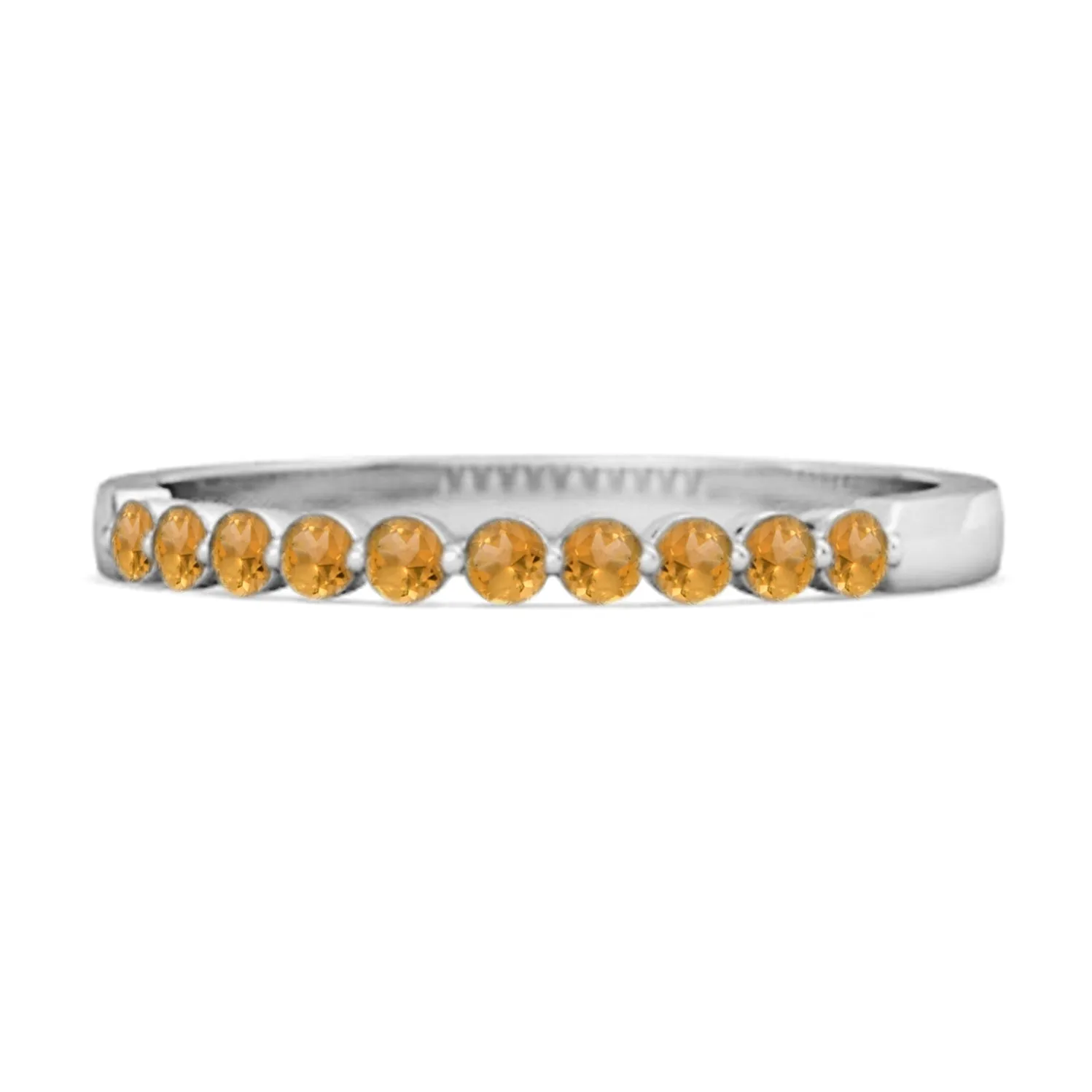 0.20 Ct Citrine Half Eternity Stacking Ring 925 Sterling Silver