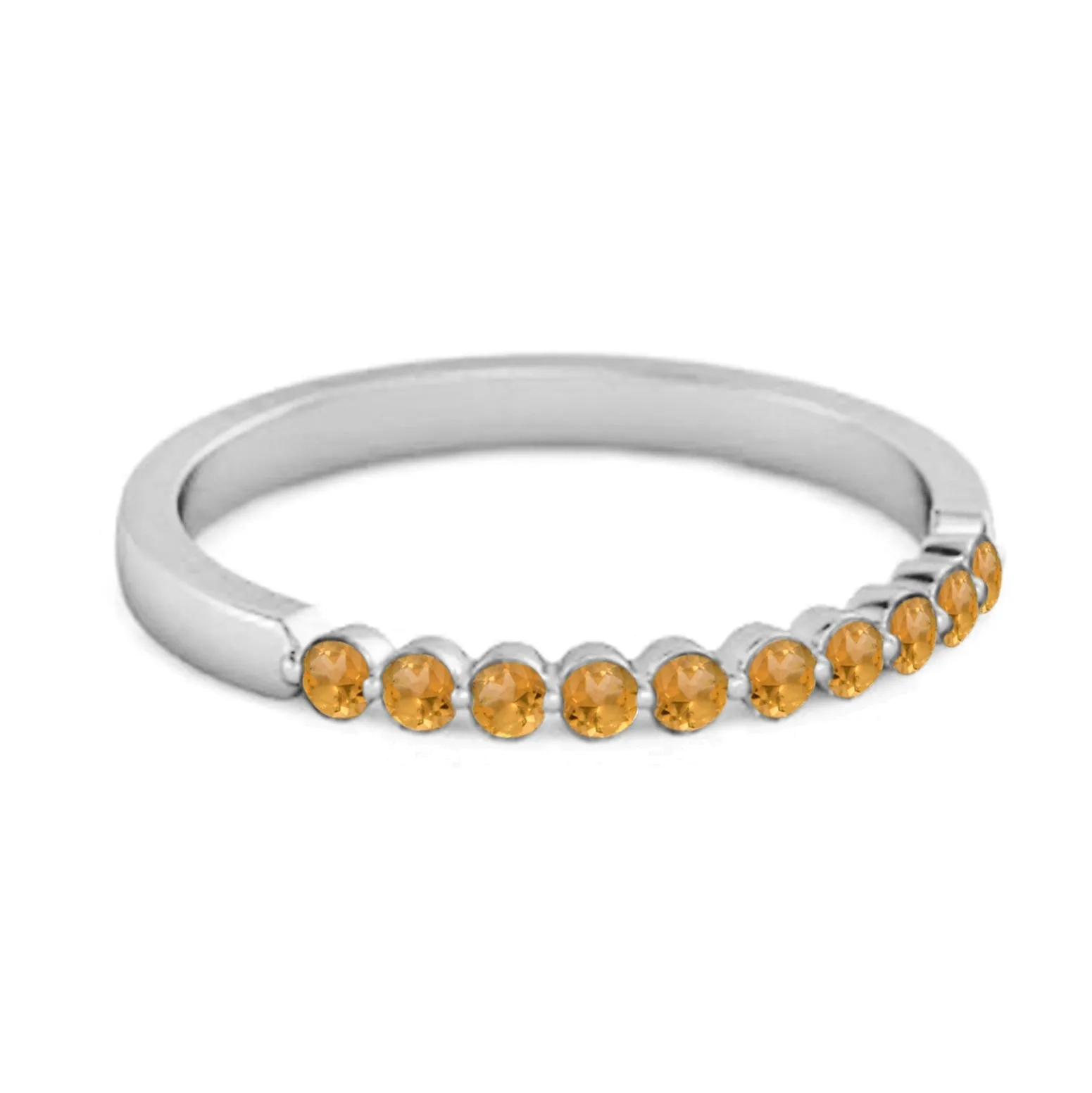 0.20 Ct Citrine Half Eternity Stacking Ring 925 Sterling Silver