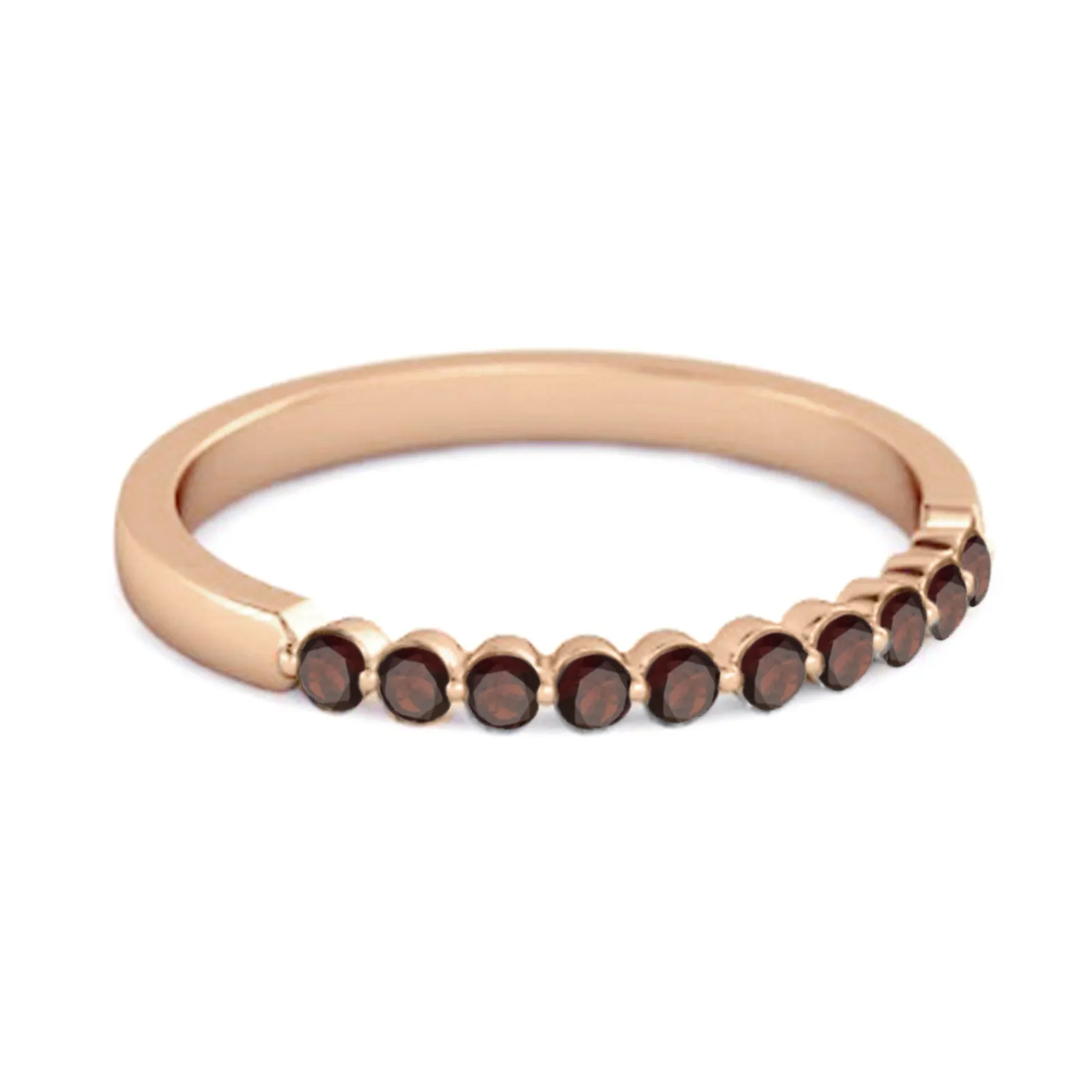 0.20 Ct Garnet Half Eternity Stacking Ring 925 Sterling Silver