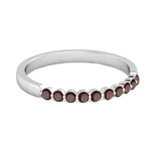 0.20 Ct Garnet Half Eternity Stacking Ring 925 Sterling Silver