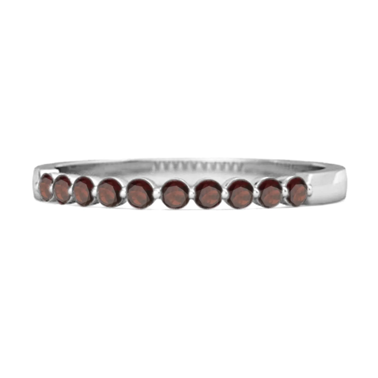 0.20 Ct Garnet Half Eternity Stacking Ring 925 Sterling Silver