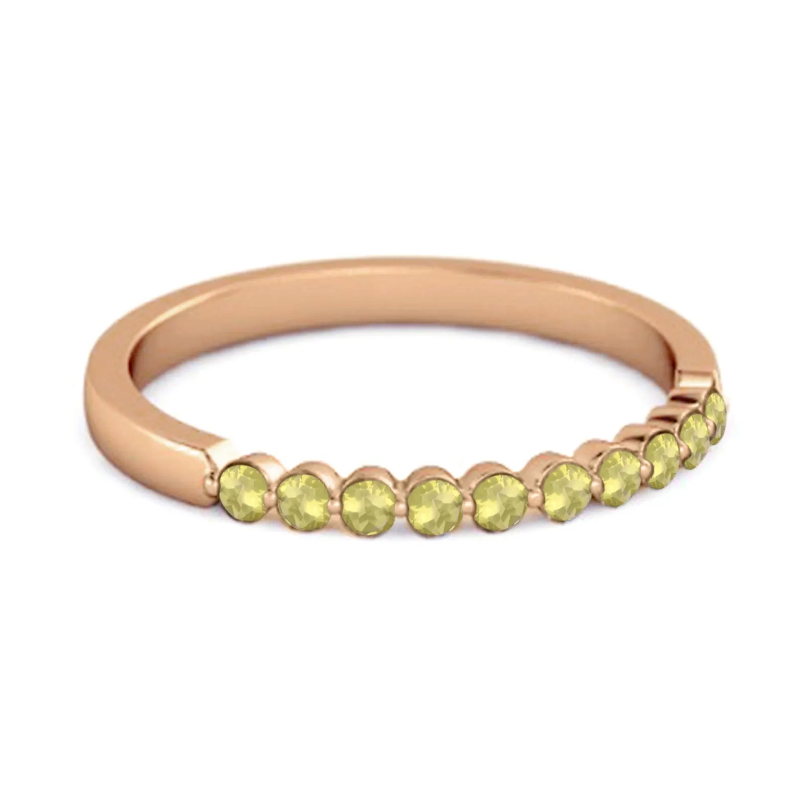 0.20 Ct Lemon Quartz Half Eternity Stacking Ring 925 Sterling Silver